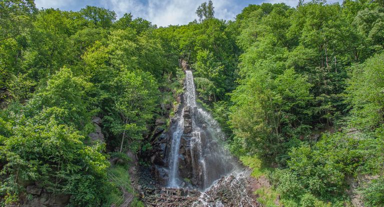 Trusetaler Wasserfall rauscht durch den Wald