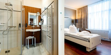 Wahlleistungszimmer mit Blick zum Bad